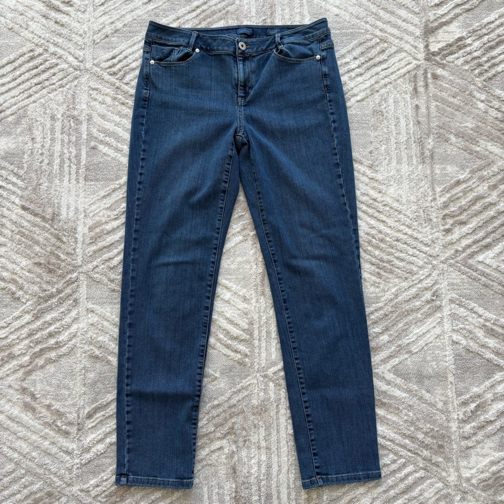 J. Jill Jeans 10 Blue Weekender Straight Leg Mid Rise Zip Fly‎ Denim